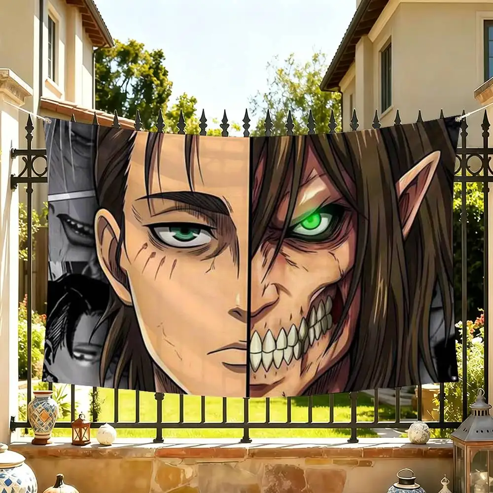 Attack on Titan Eren Yeager  Flags Wall Hanging Tapestry Outdoor Garage Room Decorative flag Background Blanket
