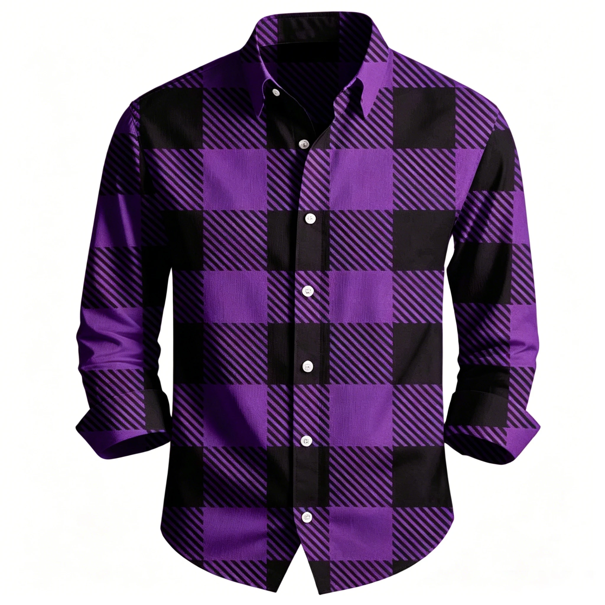 Men Classic Buffalo Plaid Checkered Long Sleeve Button Down Shirts Soft Breathable Woven Fabric Slim Fit Casual Daily Outdoor Ca
