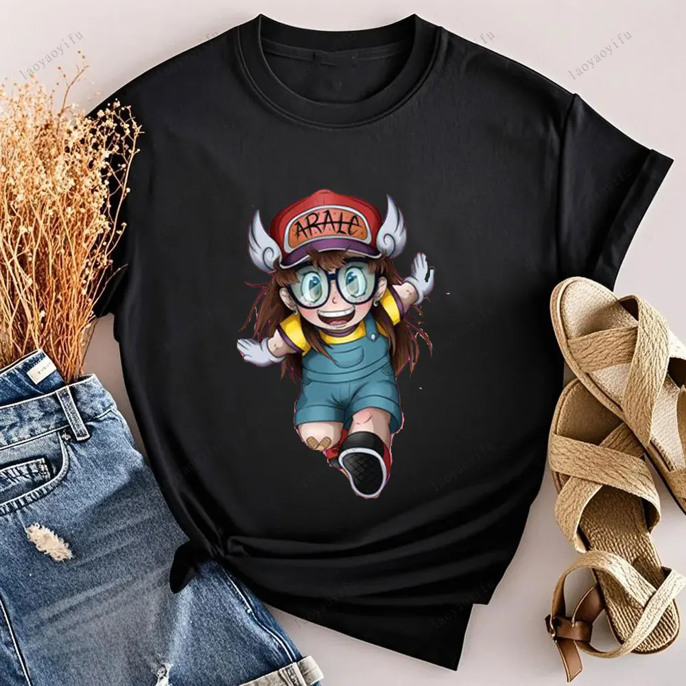 Arale Cartoon T Shirt  Foil Vintage Pure Cotton Dr Slump Toriyama Anime Manga 90s Cute Robot 80s T Shirt High Quality Cotton