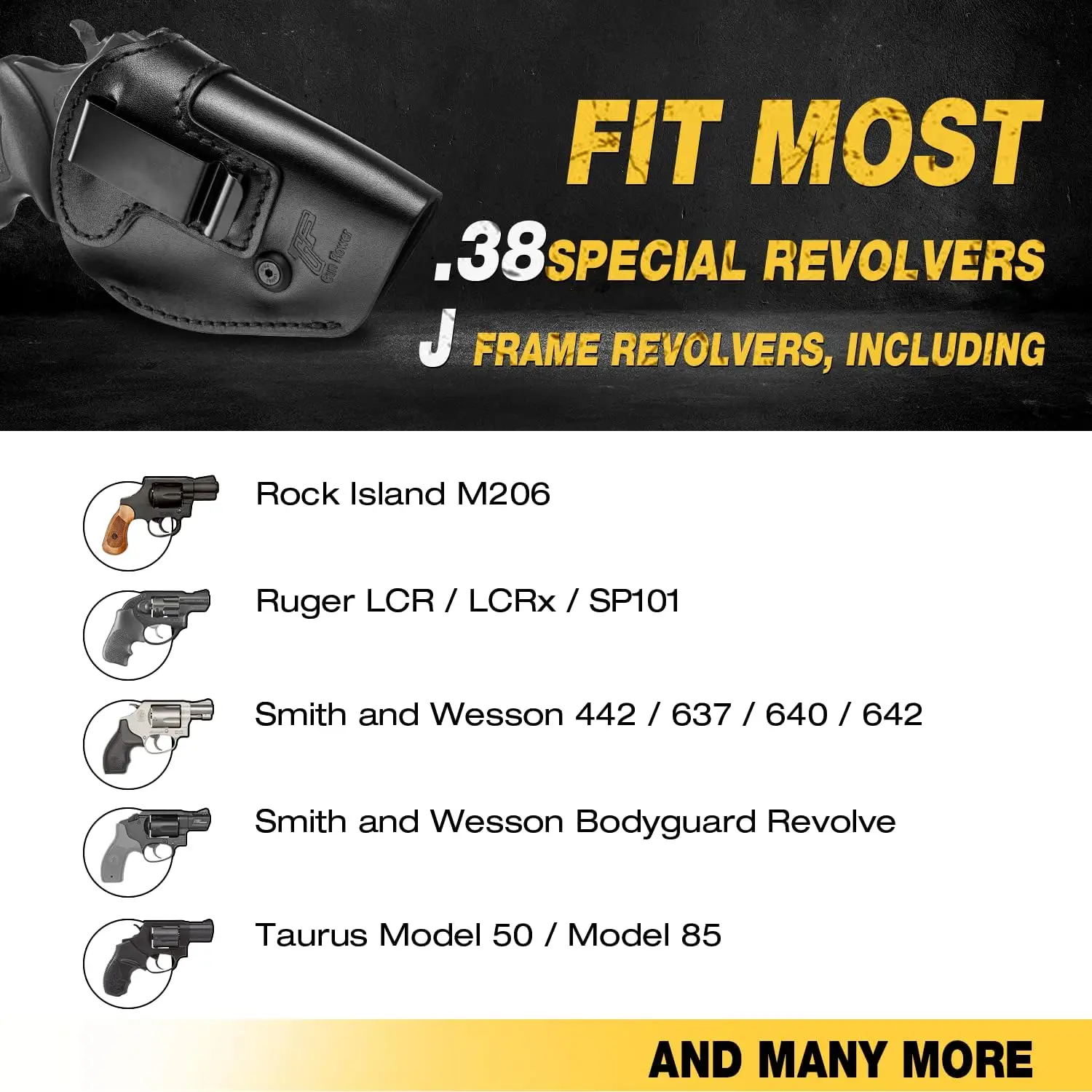 Handmade Leather Holster,Fit Most J Frame Revolvers & Most .38 Special Revolvers Ruger LCR,S&W 442/642,Inside Waistband Carry