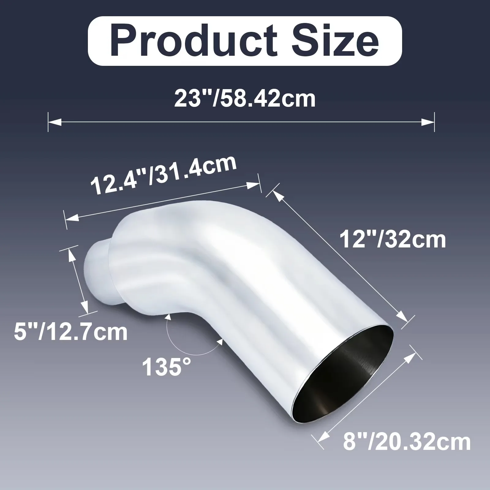 5 Inch Diesel Tip Elbow Tip  5 to 8 Inch Chrome Exhaust Tips Elbow Polished Diesel Exhaust Tip