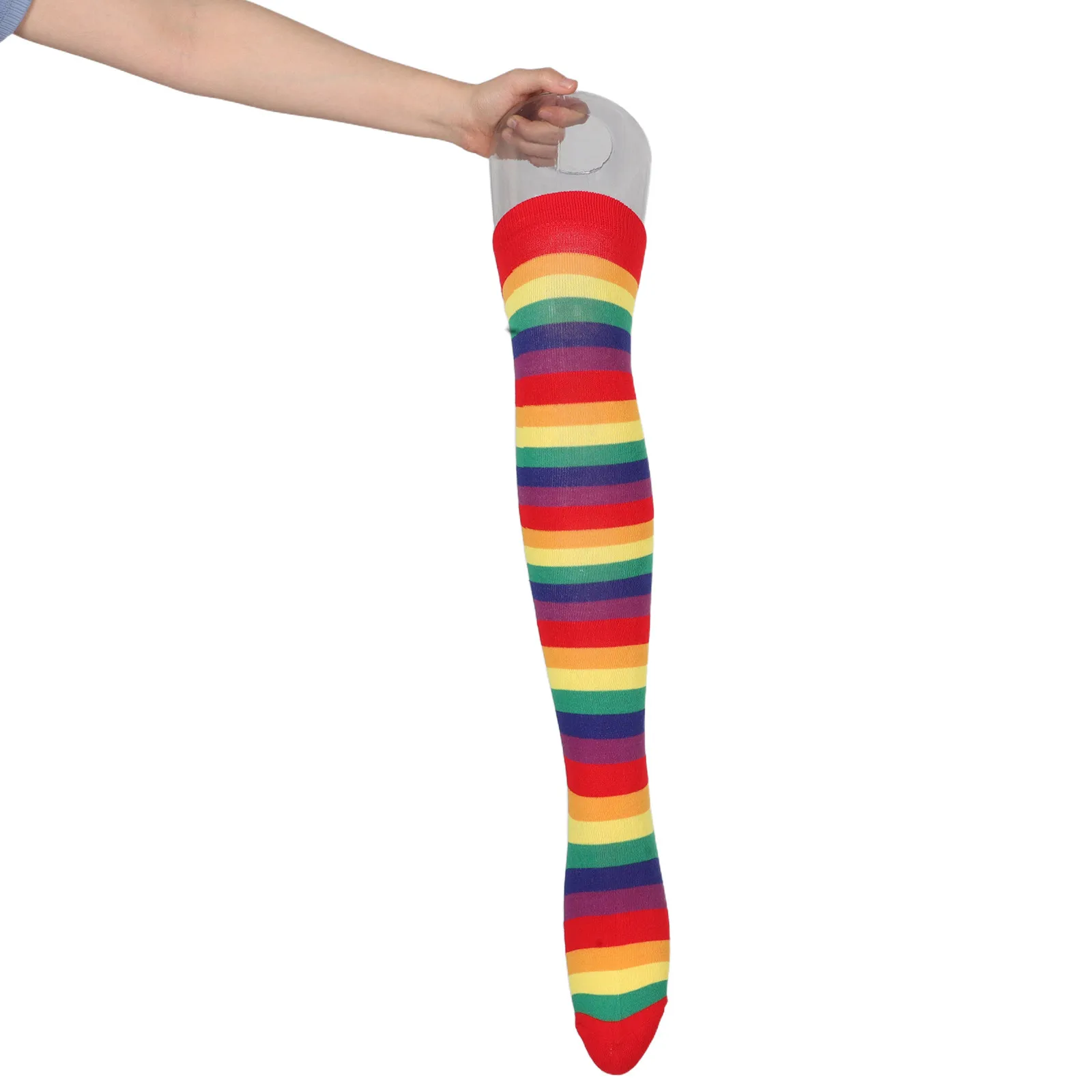 Striped Long Socks Fingerless Gloves Set Vibrant Party Dress Up Accessories For Halloween Cosplay High Stockings For