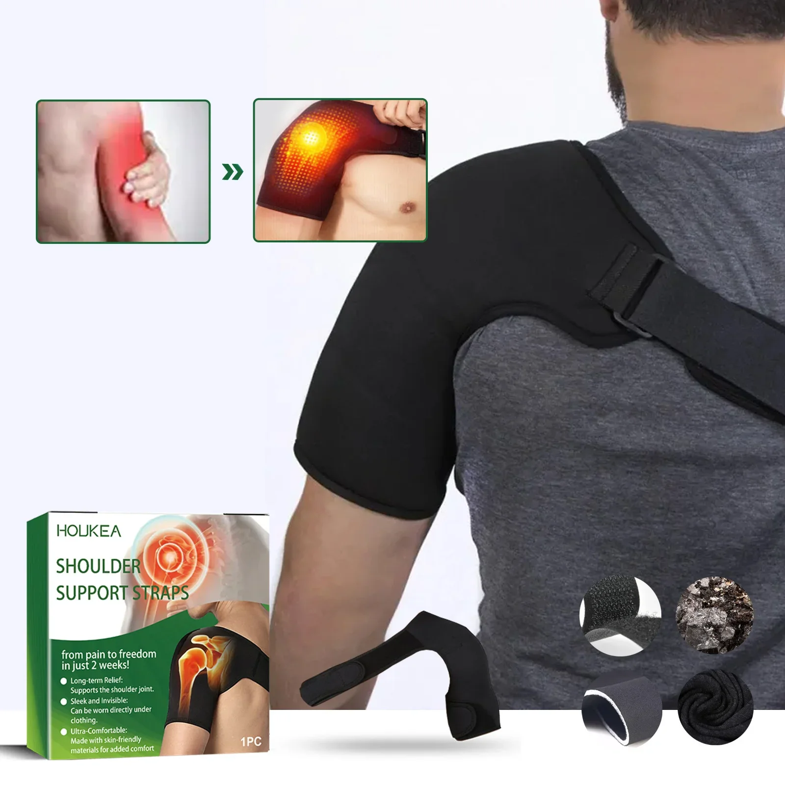 

Adjustable Self Hea Magnet Shoulder Brace Pad Unisex Heat Therapy Shoulder Massager for Frozen Shoulder Dislocation Pain Relief