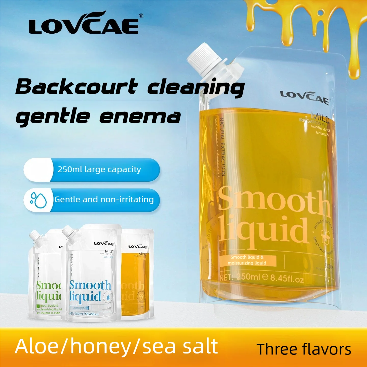 250ml Adult Safer Sex Lubricant & Enema Solution Aloe Vera Honey Sea Salt Flavors Water-Based Intimate Gel for Adults Gay Men view 3