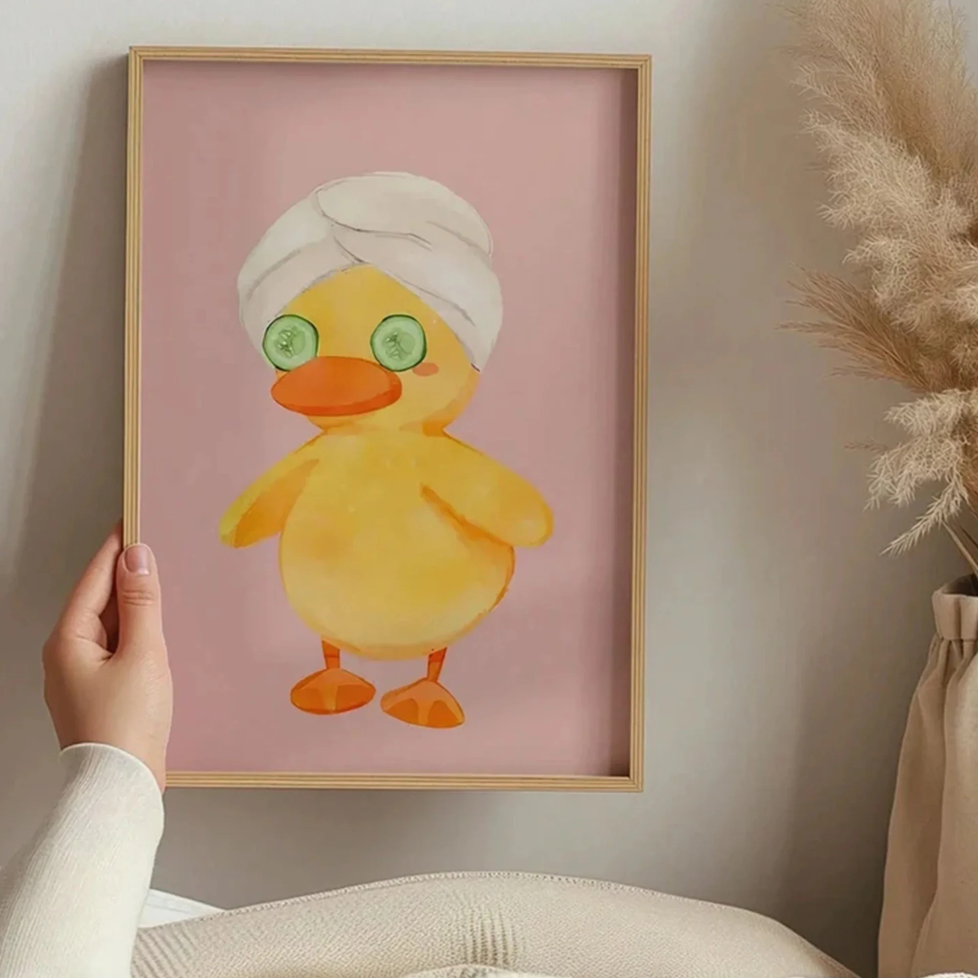 Large-sized 3pcs Modern Cute Puppy & Bathroom Rubber Duck Wall Art Print Canvas Painting Poster Picture For Living Room,Bathroom