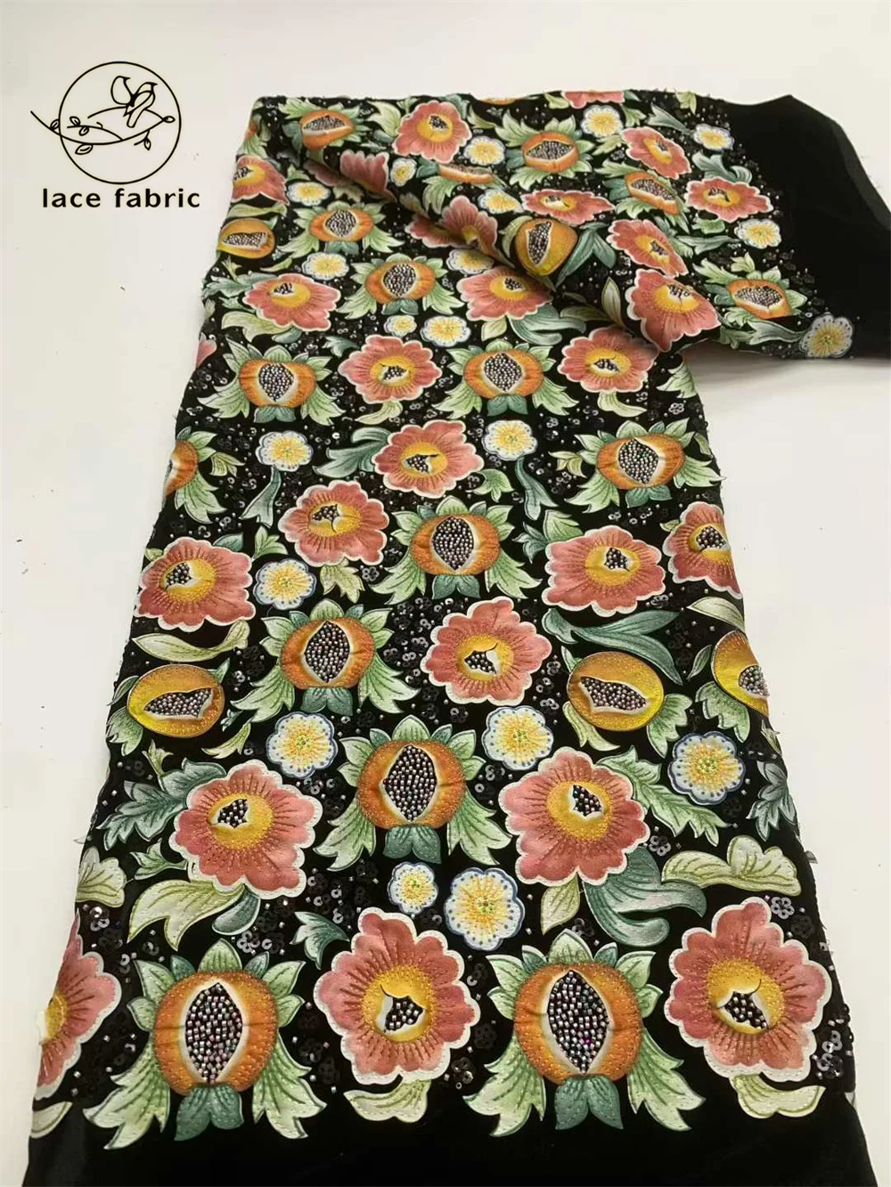 African Beaded Elasticity Mesh Lace Fabric 2026 High Quality French Sequin Lace Fabric 5 Yards For Nigerian Wedding Dress Sewing