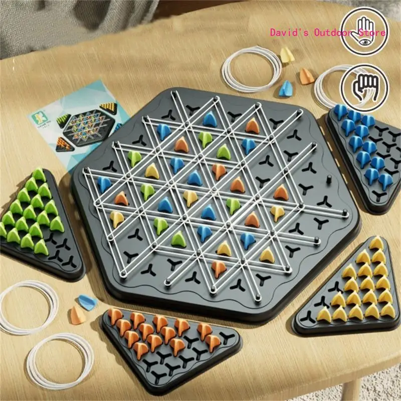 Chain Triangular Chess Game Triggle Rubber Band Strategy Game Educational Toy for Kids Territory Family Game X3UA