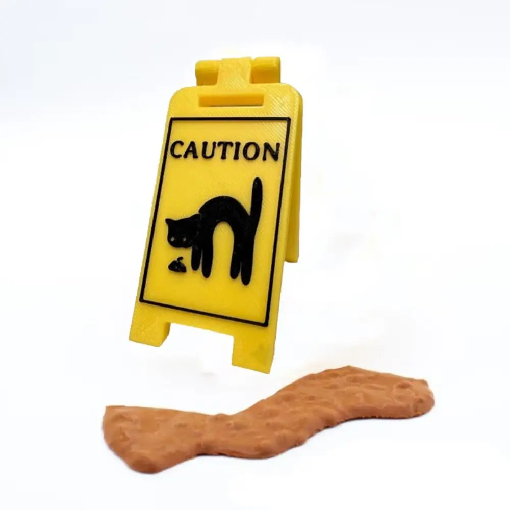 Funny Bright Yellow Cat Vomit Sign Plastic Durable Yard Signs Warning Sign Gift