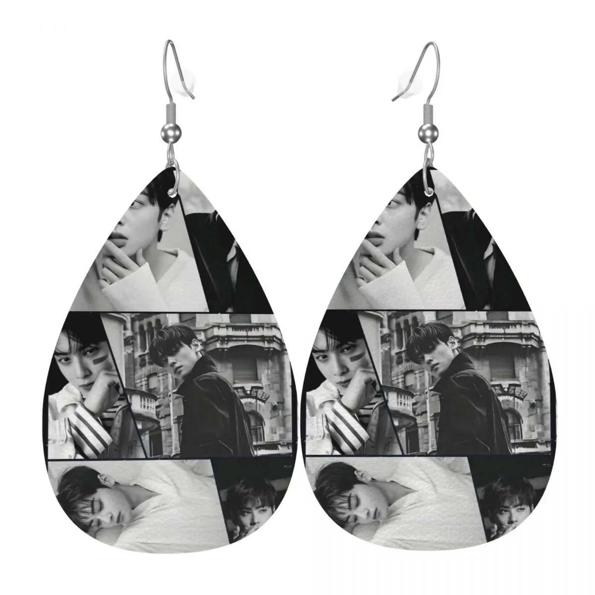 Custom Cha-A Singer Eun Woos PVC Leather Earrings Dangle Earrings Jewelry For Women Kpop Star For Wife Mother Gift