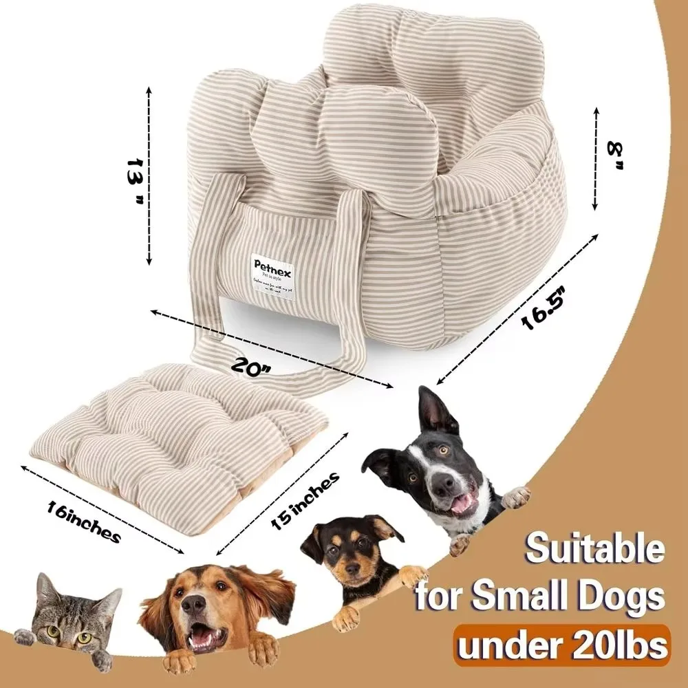 FurStarDog Car Seat For Small Dogs, Portable Puppy Car Seat Of Easy Installation, Fashionable Pet Carrier Bag With Large Pockets