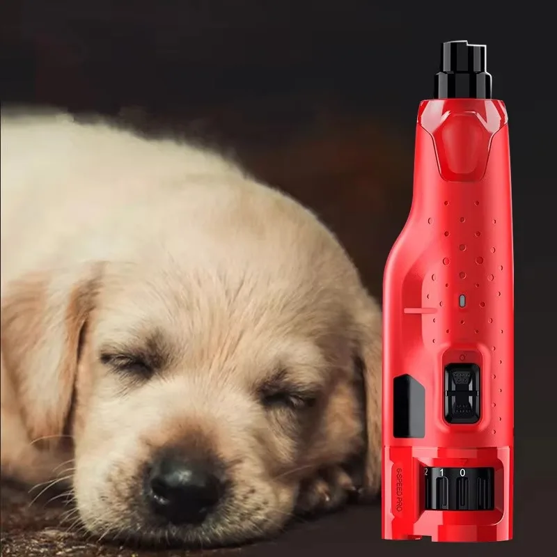 6-Speed Rechargeable Electric Dog Nail Trimmer 2 LED Lights Pet Nail Grinder with 3 Ports for Dogs & Cats Plastic Material