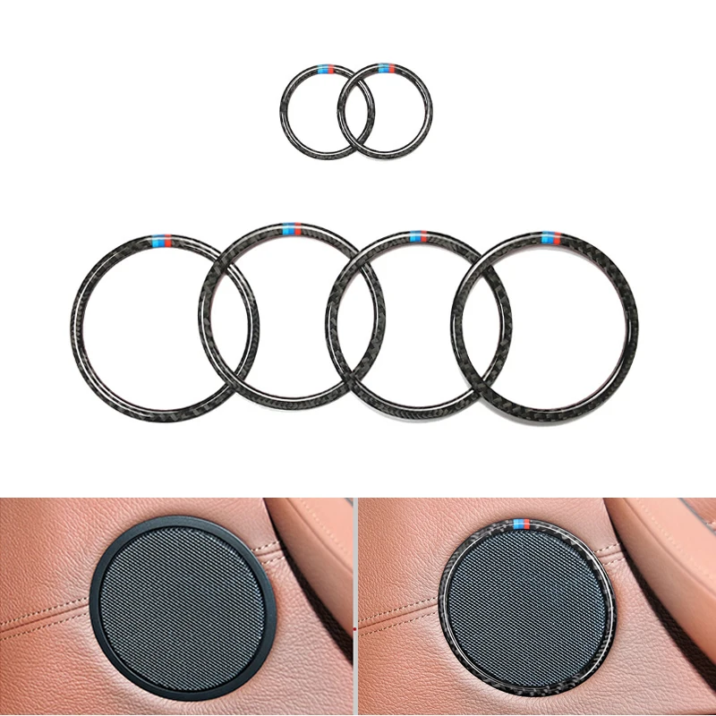 

For BMW X5 E70 X6 E71 4pcs / 6pcs Carbon Fiber Door Speaker Ring Loudspeaker Cover Protective Trim 2009 2010 2011 2012 2013