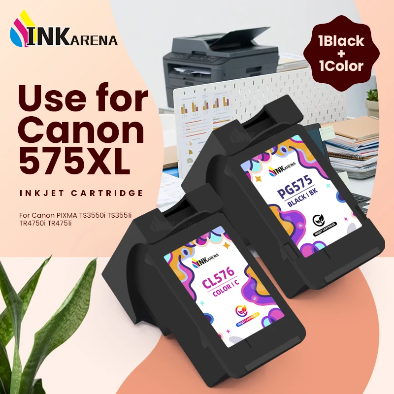 

Inkarena Compatible PG575 CL576 PG575XL CL576XL PG-575 CL-576 Ink Cartridge For Canon Printer TS3550i TS3551i TR4750i TR4751i