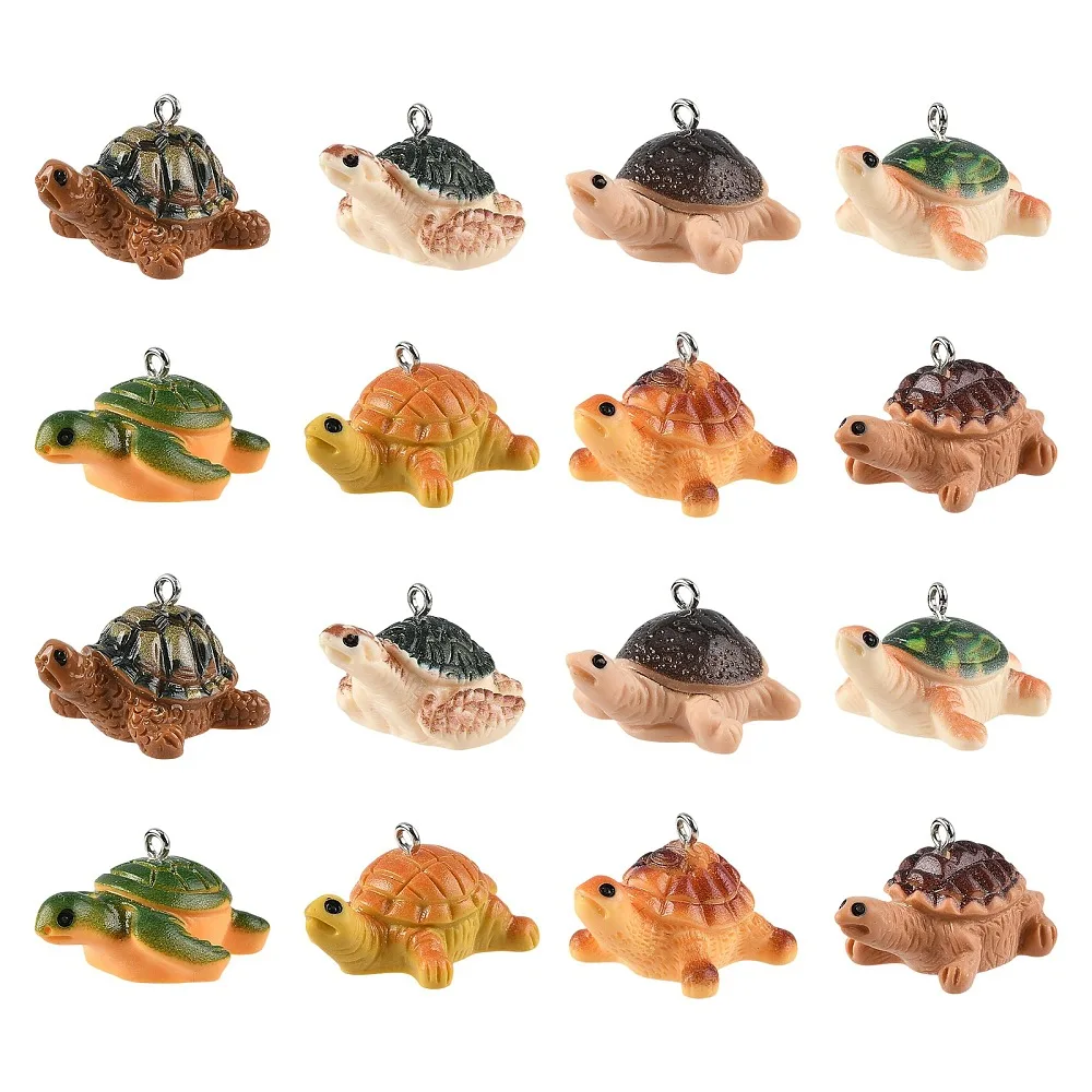 

40pcs 3D Resin Turtle Charms Mixed Color Tortoise Pendants for Jewelry Making DIY Bracelet Necklace Decor