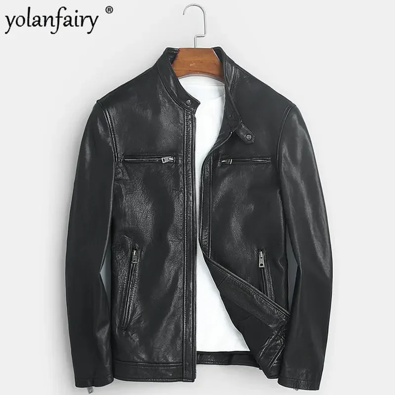 

2022 Fashion New Genuine Leather Jacket for Men Original Sheepskin Coat Stand Collar Motorcycle Jackets Spring Autumn Men Coats