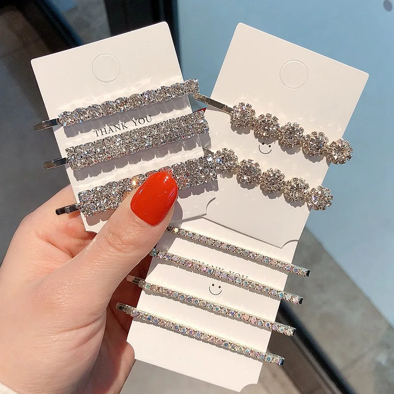 

Fashion Simple Rhinestone Hair Clip Diamond Hairpins Barrette Hair Pins And Clips Wedding Korean Hair Accessories Jewelry Sets