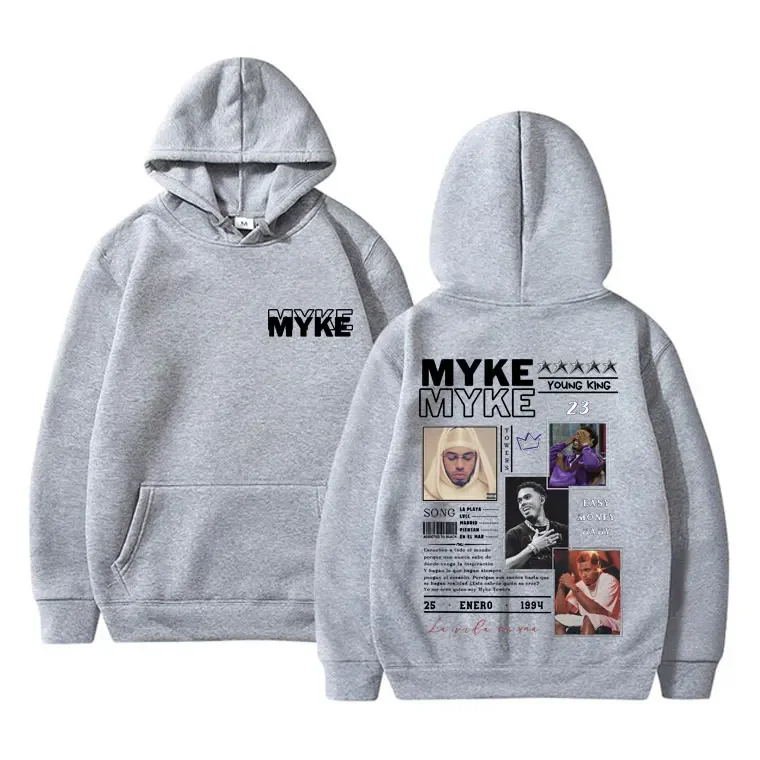 Rapero Myke Towers LA PANTERA NEGRA Sudadera con capucha gráfica hombres mujeres Hip Hop Sudadera con capucha de gran tamaño chándal Vintage de moda para hombres