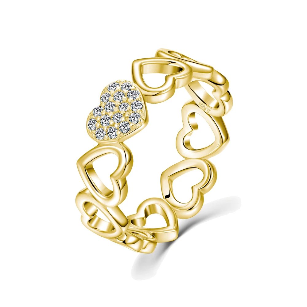 

D Color VVS1 Moissanite Ring S925 Sterling Silver Plated with 14K Gold Love Rings for Woman Party Jewelry Gift