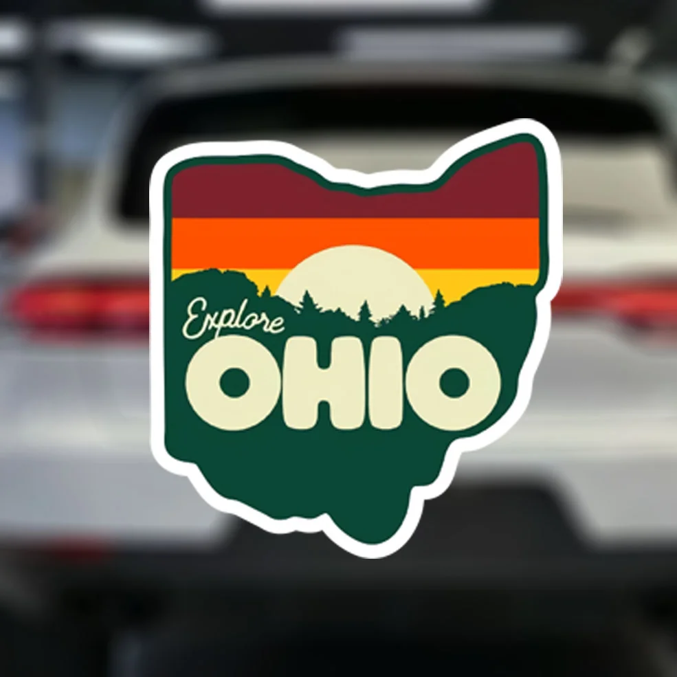 Cartoon Forest Sunset Design, Self-Adhesive, Matte Finish, Durable Sticker for Car, Truck, SUV, Motorcycle & Laptop, with Single