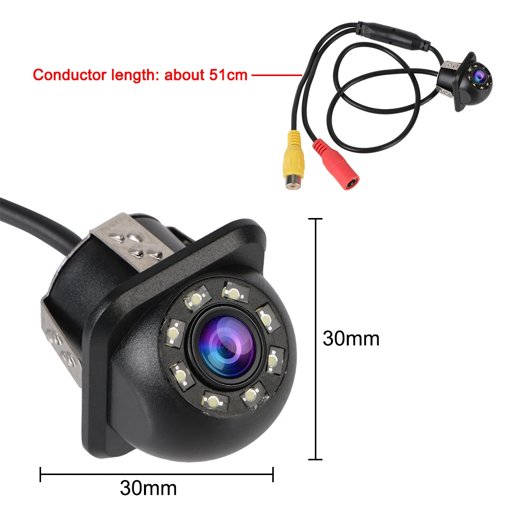170° Car Rear View Camera Parking Monitoring Car Infrared Night Vision 8 LED Wide Angle Backup Camera Auto Parking Assistance