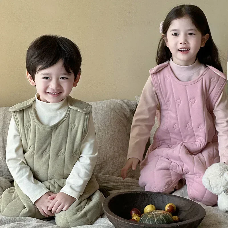 الخريف الشتاء الطفل جمبسوت من القطن الصوف الحرير الأطفال مكافحة ركلة لحاف بطانية رشاقته الدافئة الفتيان الفتيات الرضع داخلية ملابس خاصة