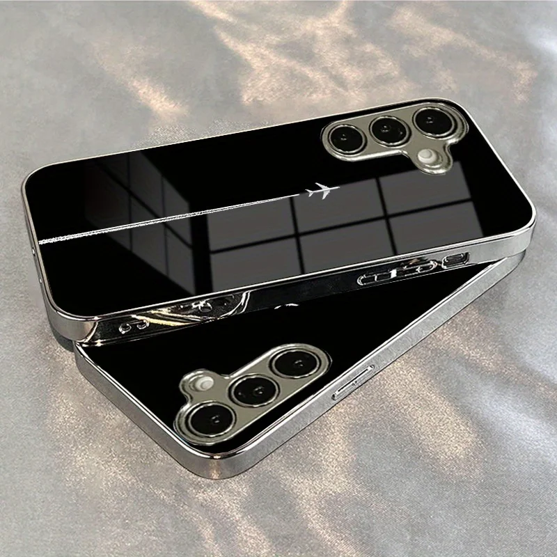 Airplane cuts through the night sky, glass phone case suitable for Samsung Galaxy S26 S25 S24 S23 S22 S21 S20FE/Ultra/Plus shock