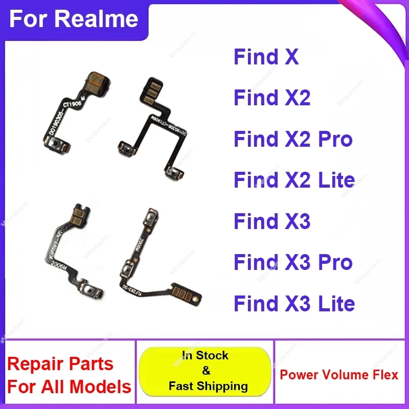 Power Volume Flex Cable For OPPO Find X2 X3 Lite X2 X3 Pro Power Volume Side Button Flex Ribbon Replacement Parts