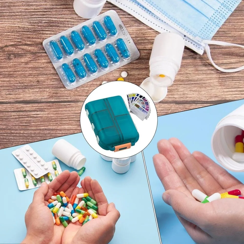 صندوق دواء محمول مقاوم للماء، مقاوم للرطوبة، مستقل، شبكة صغيرة، حاوية حبوب منع الحمل، أقراص تخزين 10 خلايا #6