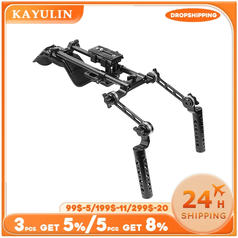 Kayulin Camera Shoulder Kit With Manfrotto QR Baseplate Rosette Extension Arm Cheese Handgrip For DSLR Camera DV Camcorder