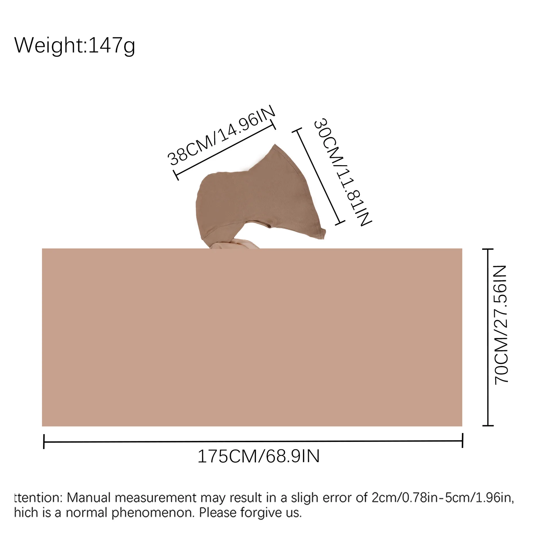 Bottom Cap + Chiffon Headscarf Combination Set New Monochrome Pearl Chiffon Headscarf Cover, Bottom Cap Combination