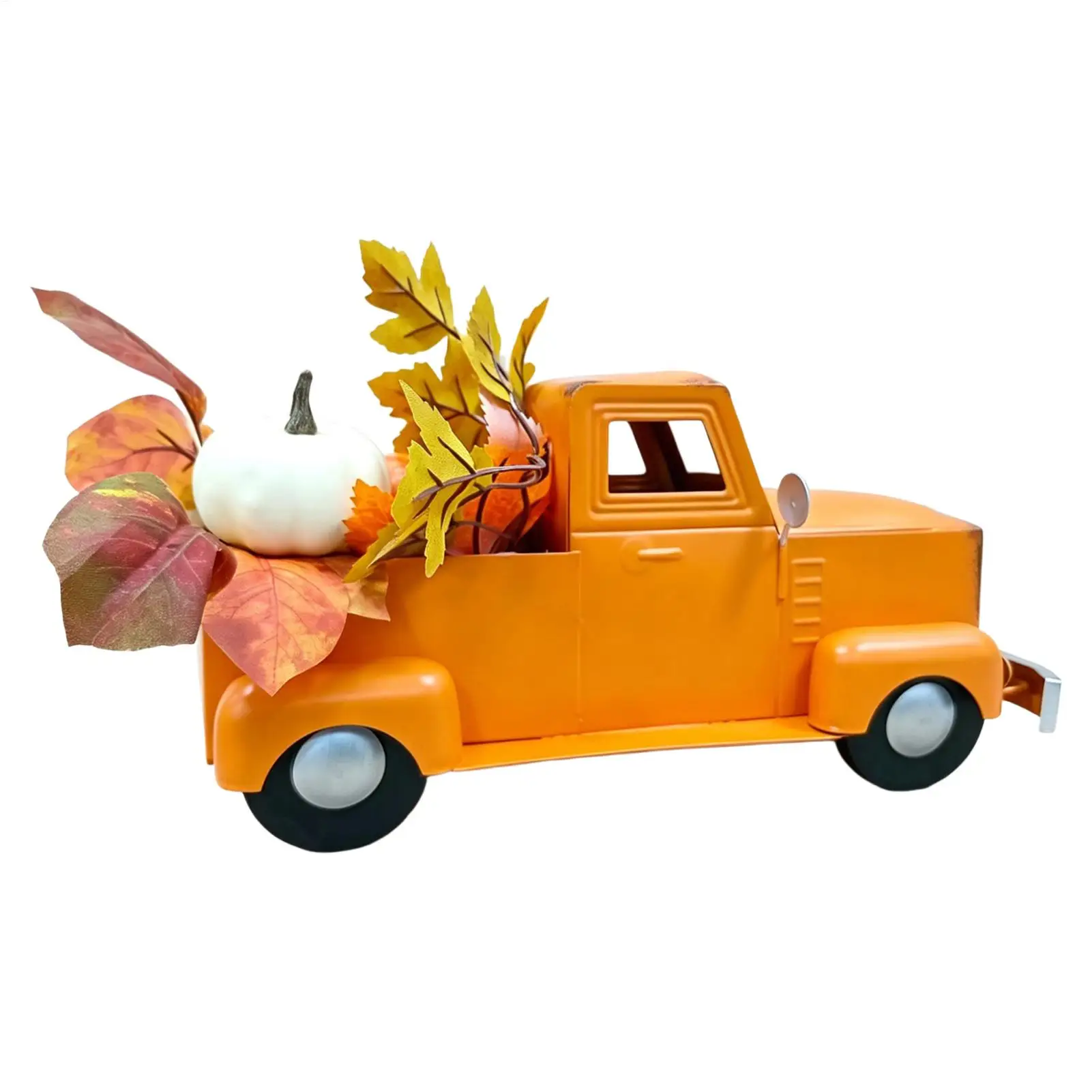 Vintage Truck Decor 12.6in Metal Pumpkin Pickup Thanksgiving Desk Decor Rustic Harvest Farmhouse Party Tabletop Centerpiece