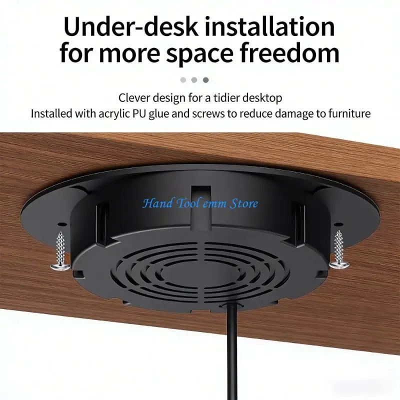 H37F 1pc/2pcs Quick 10W Wireless Phone Chargers Hide Installation Under Table for Various Material Easy Setup - view 4