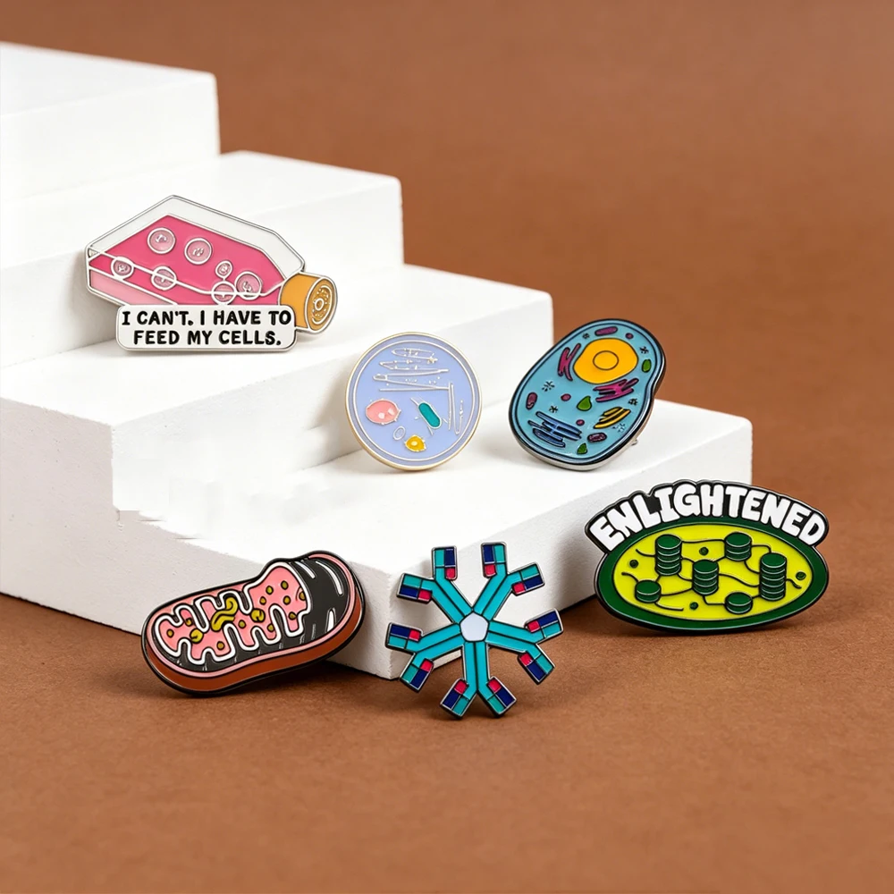 Fun Biology Cell Enamel Pin Mitochondria Of Animals And Plants Cell Science Pin Creative Gift For Laboratory Teachers /Students