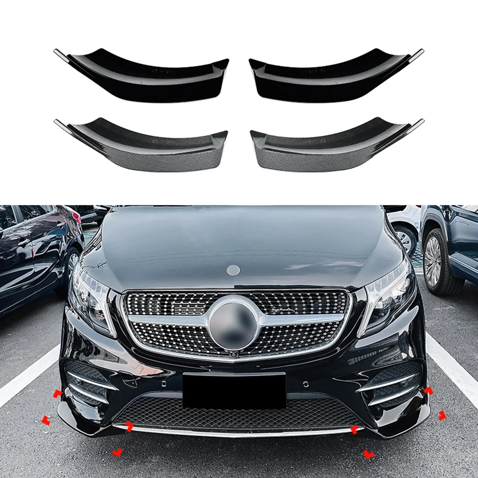 

Car Front Bumper Side Spoiler Corner Cover Trim Splitter For Mercedes Benz V Class W447 V260 AMG Line 2016-2020