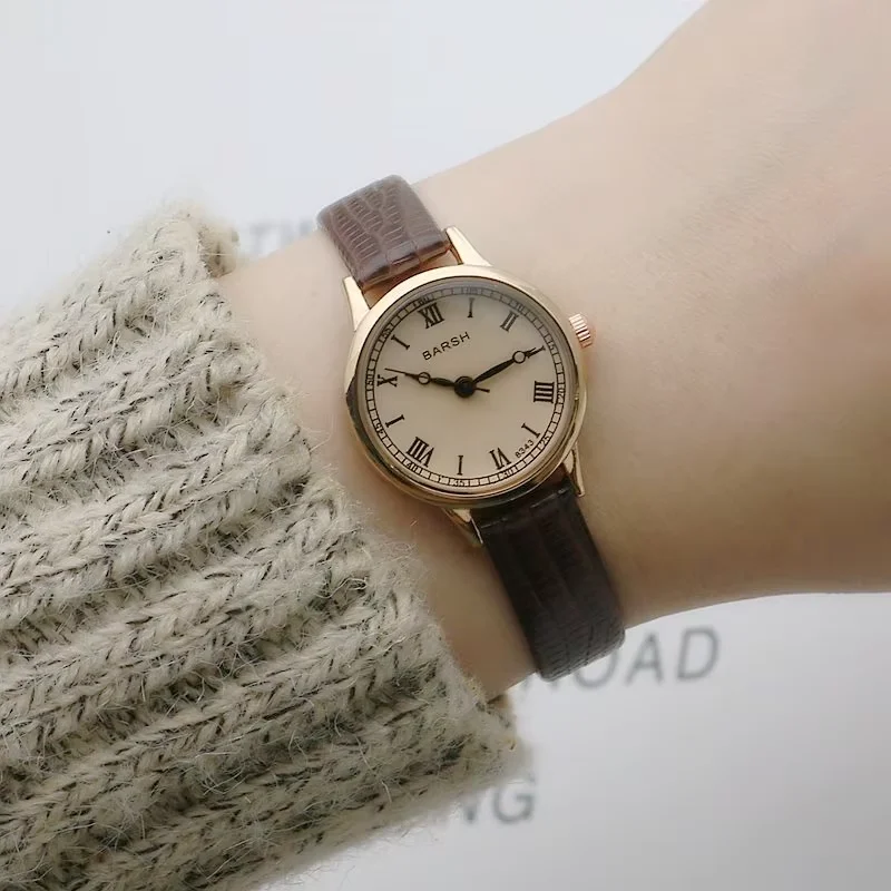 Relojes sencillos para Mujer, Reloj de cuero de diseño lujoso, Reloj de pulsera de cuarzo para Mujer, Reloj con esfera redonda pequeña, Reloj para Mujer