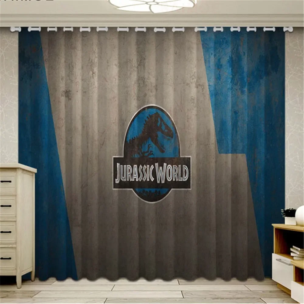 Cortinas opacas de dinosaurio para sala de estar, persianas de Anime, cortinas terminadas, Micro ultrafinas, Parque jurásico, moda 3D