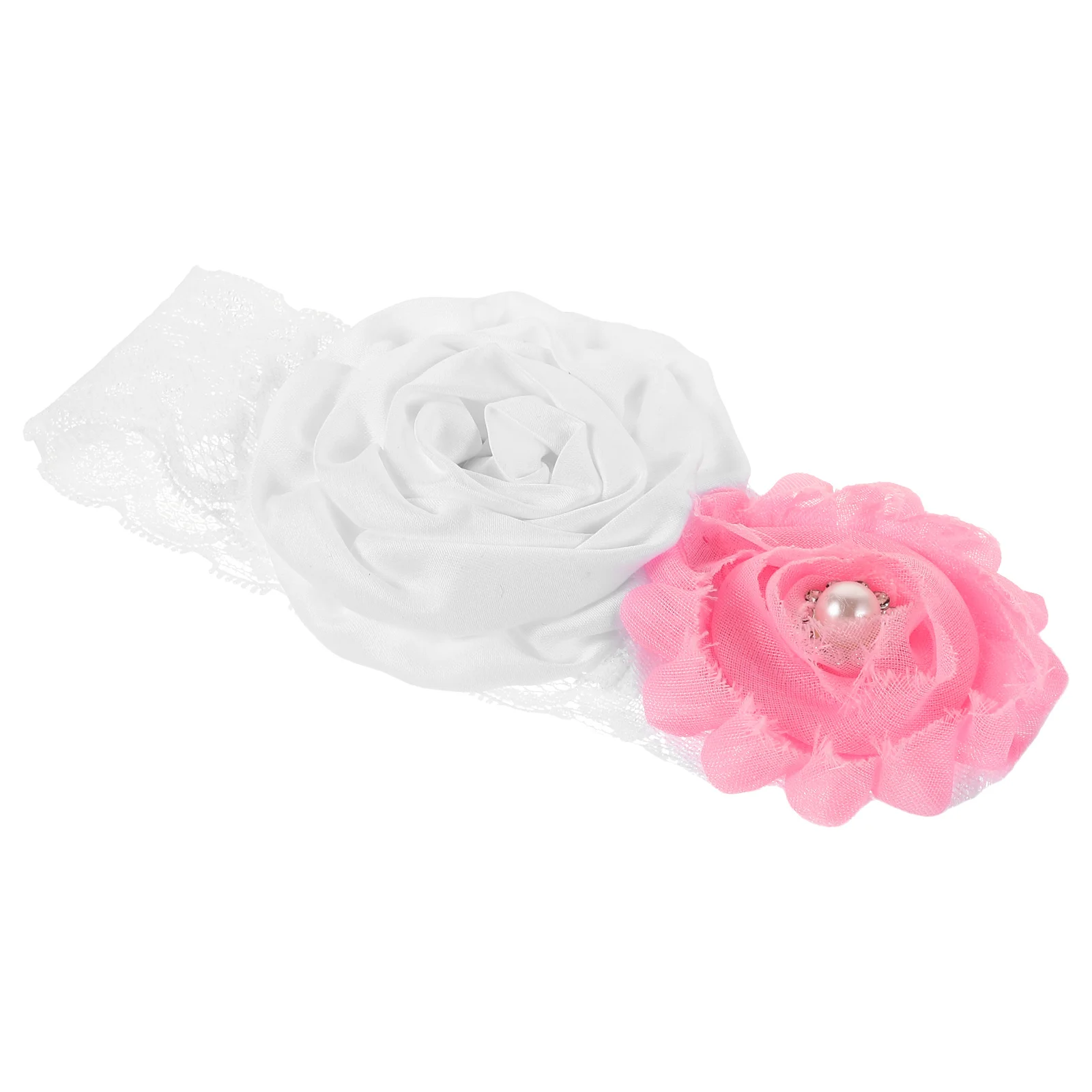 

Chic Double Flowers Baby Headb s Chiffon H sewn Pearl Decorations Infant Accessories Lace Design Toddler Hair Accessories