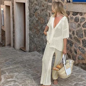 SUIMSUIT covering the beach, top of mesh cardigan, straight pants, high waist pants, digging, mesh, streetwear sexy, 2024 12 Main Beach Exit Sales - №12