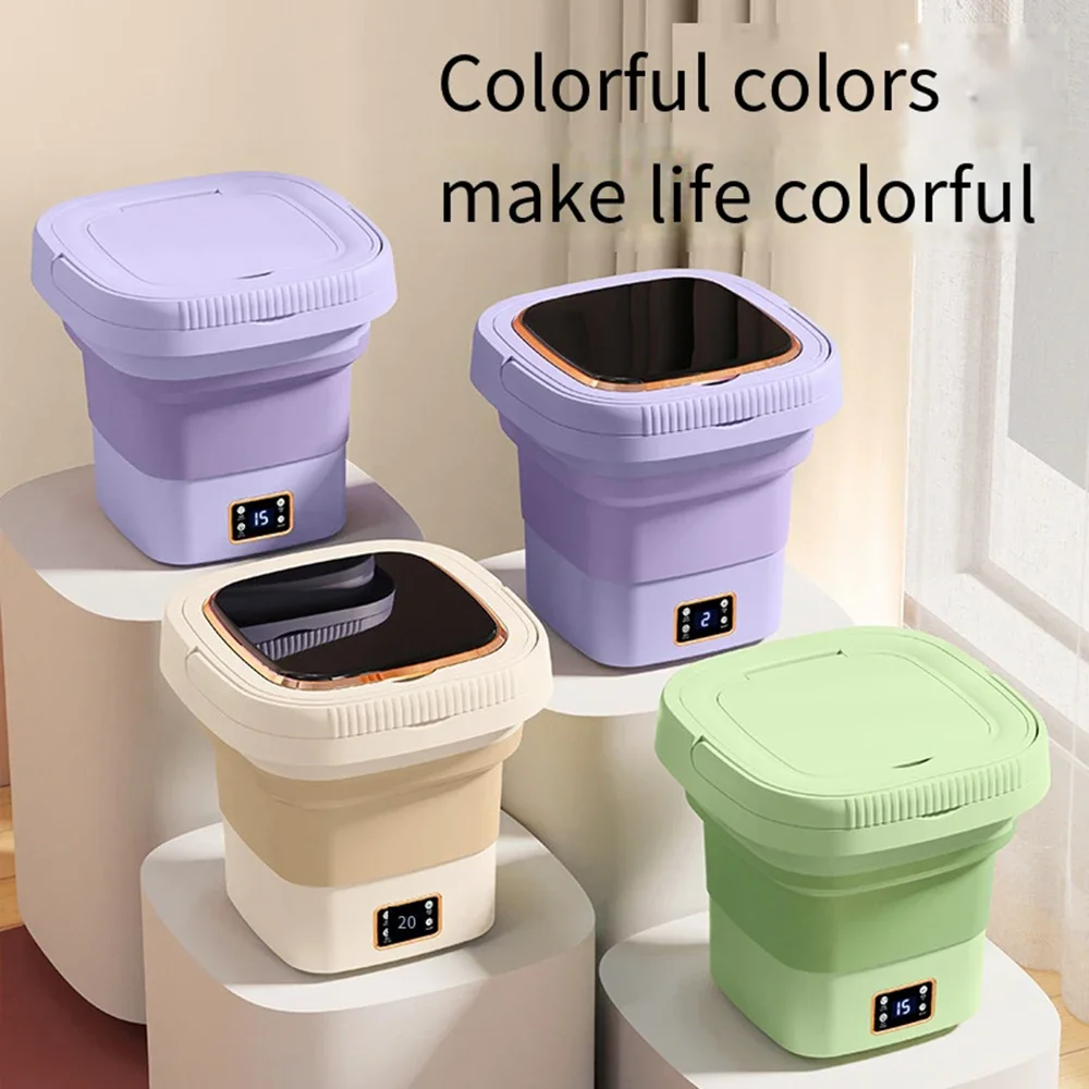 6L/9L Mini Folding Washing Machine For Clothe Bucket Washing For Socks Underwear Portable Washing Machine With Drying Centrifuge