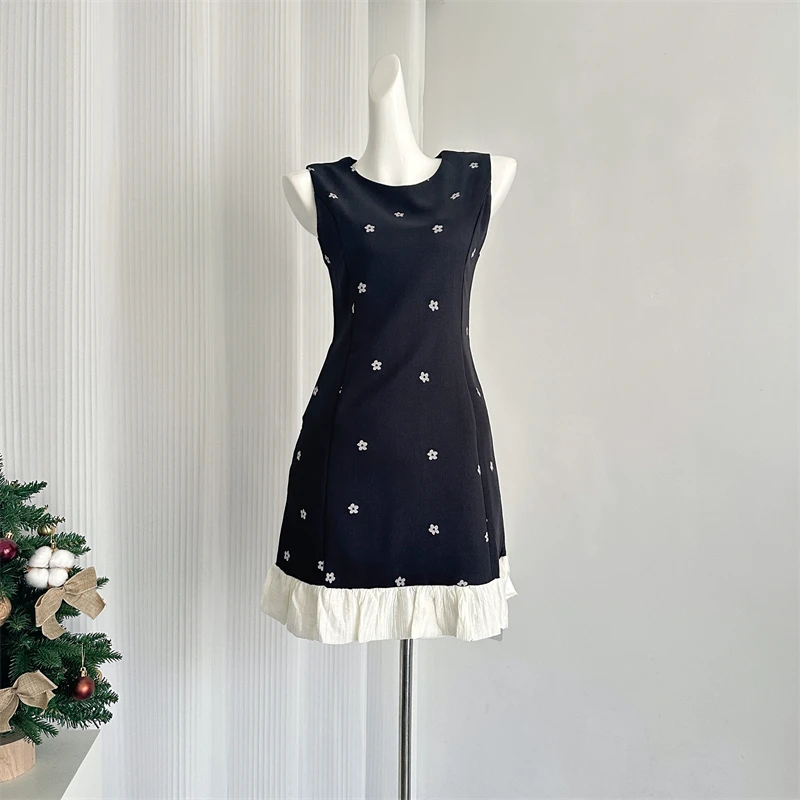 

Women's Black A-line Mini Dress 90s Vintage Elegant Evening Dresses Y2k Sleeveless Off Shoulder One Piece Frocks 2000s Clothes