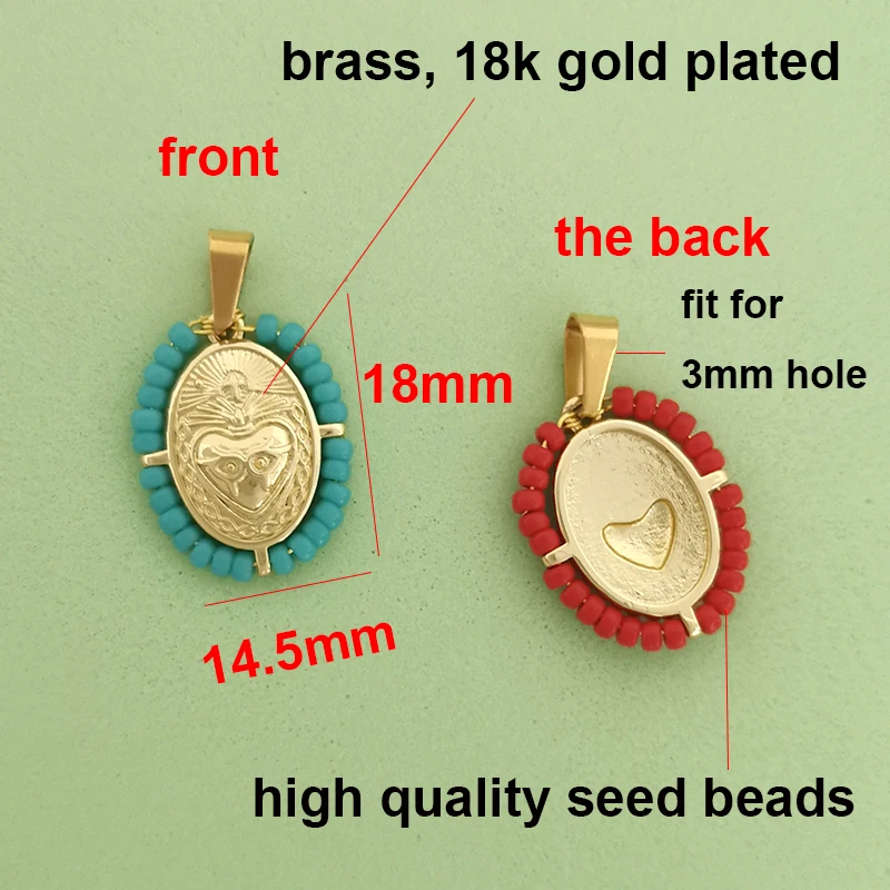QMHJE Virgin Mary Charm Pendant for Necklace Seed Beads Candy Earrings Bracelet Cross Jesus Heart Accessories Jewelry Bohemia - Image 4