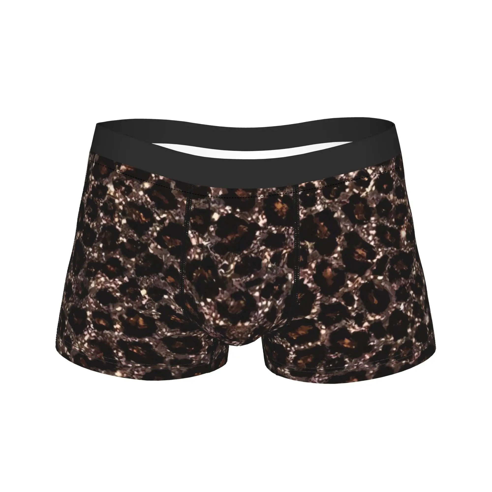 Retro Brown Leopard Underwear Animal Custom DIY Boxershorts Quality Men Underpants Breathable Boxer Brief Gift
