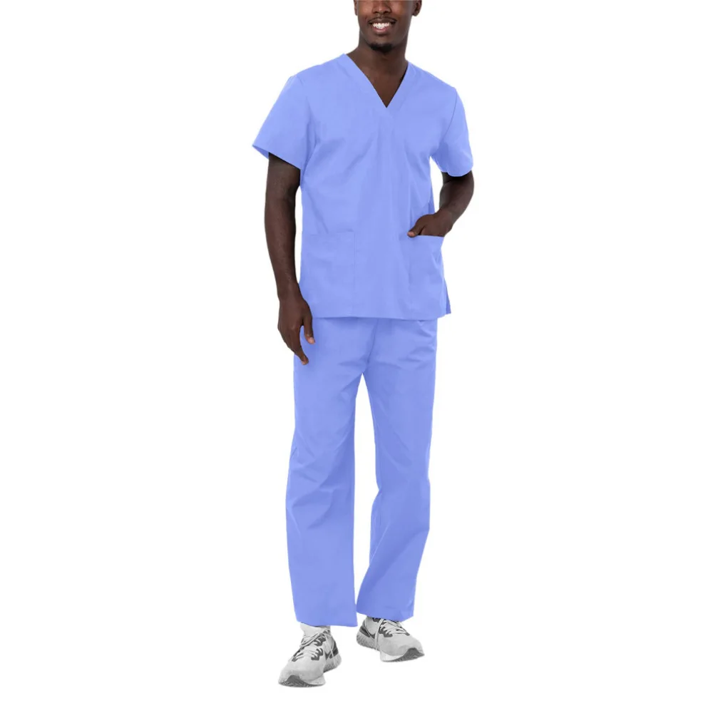 Vêtements de lavage des mains, combinaison fendue à manches courtes, vêtements de gommage pour femmes et hommes, vêtements de travail pour Salon de beauté dentaire