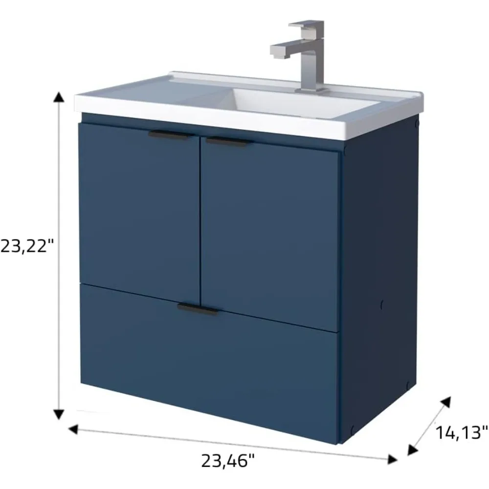 Marble Sink with Soft-close Door, Floating Bathroom Vanity, Kitchen Sink Faucet Washbasin, Bathroom Sinks Furniture, 24