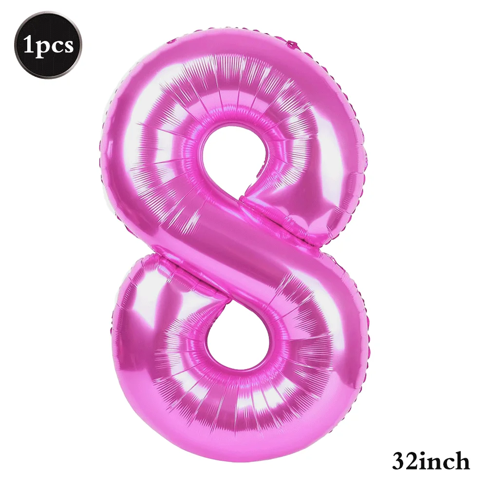 32Inch Multicolor Number 8 Balloon Large Number Balloons 0-9 Boys Girls Birthday Decoration Women Men Party Anniversary Supplies