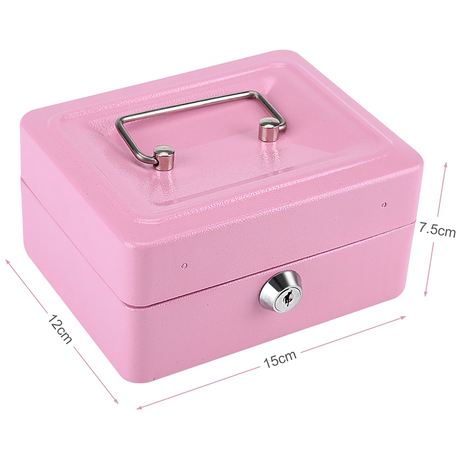 Security Lock Metal Safe Key Mini Portable Pink Steel Petty Lockable Cash Money Coin Safe Security Box Household