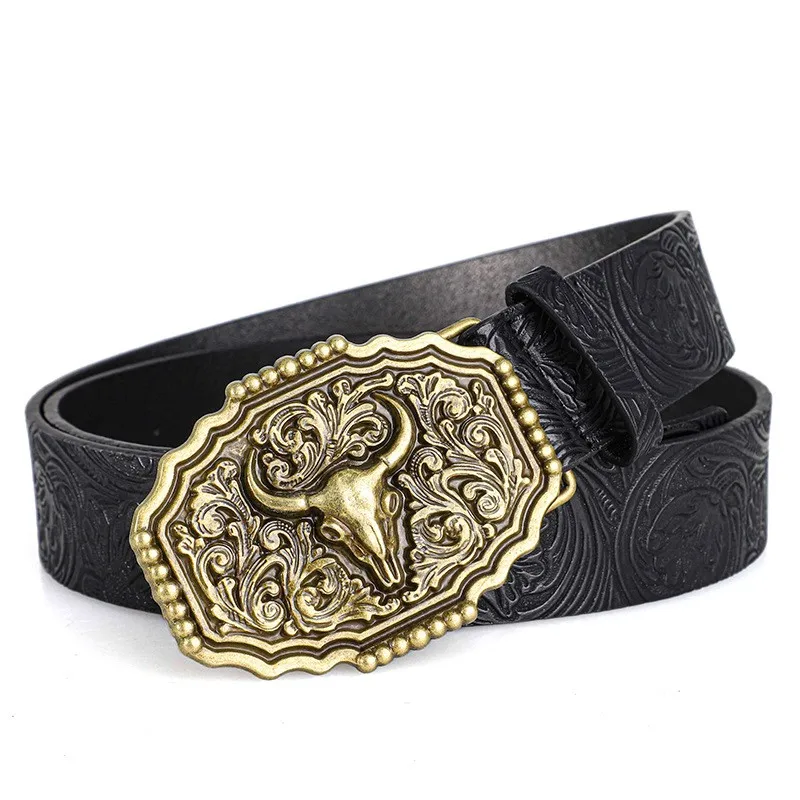 Western Cowboy-Stil Vintage Casual Gürtel - Geschnitzte Ochsenkopf-Schnalle & Bohemian-Print, Perfekt für Tägliche Pendler- und Dating-Outfits – Detail 15