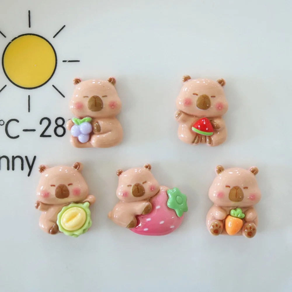 10pcs Mini Kawaii resin coffee bear fruit Flat Back Cabochons Scrapbook Diy  Party Hairpin Accessories Home Decoration Craft