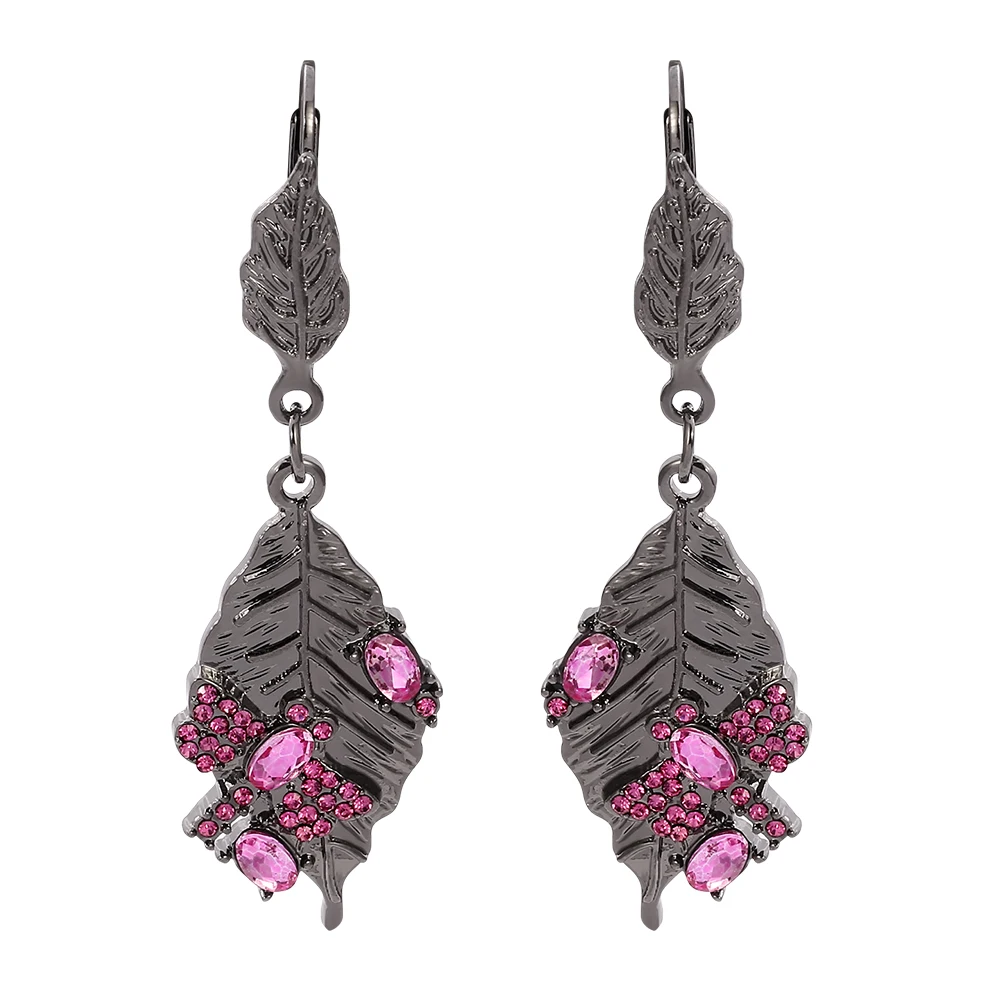 Bohemian Style Dragonfly & Leaf Rhinestone Earrings Retro Charm Ear Pendant Jewelry Accessory Gift for Women's Birthdays