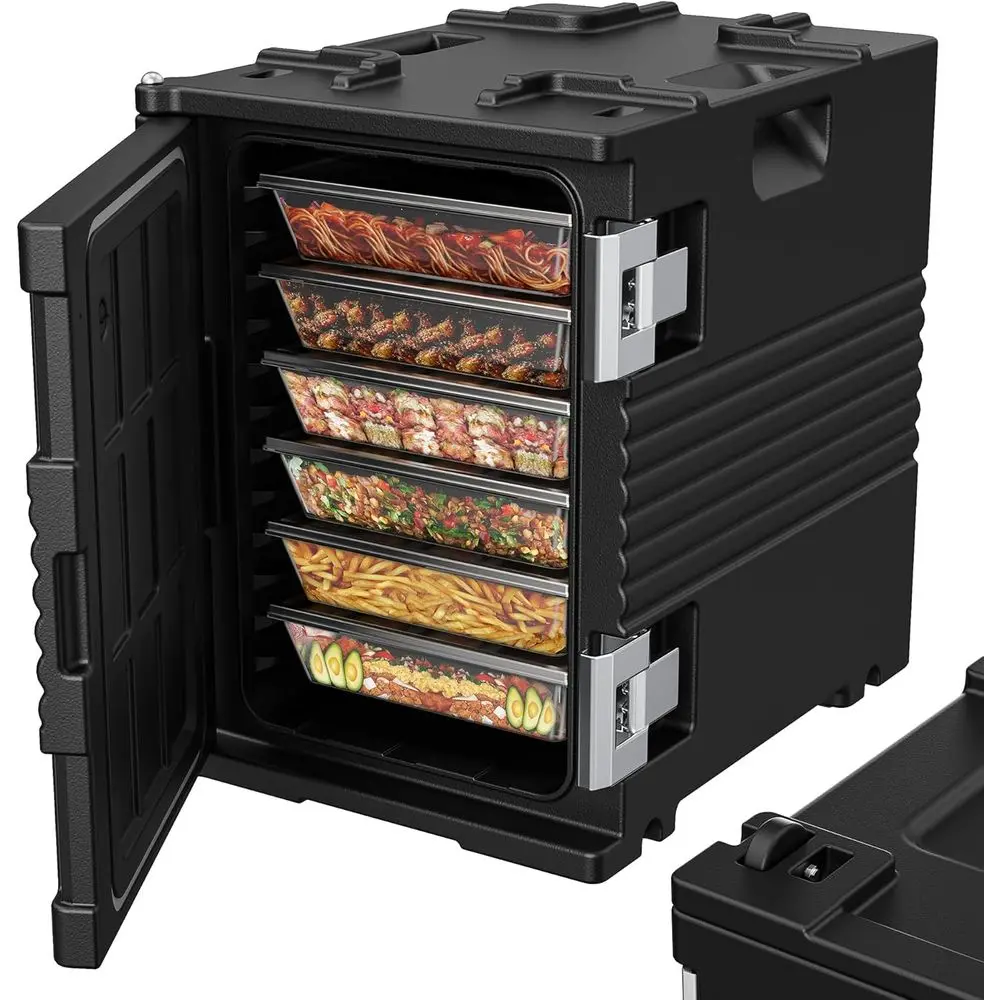 95Qt Non-Electrical Food Warmer with Wheels, 304 Stainless Steel Latch, Catering Food Warmers for Parties LLDPE Insulated Food C